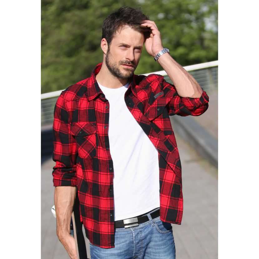 Košile Brandit Check Shirt - červená-černá